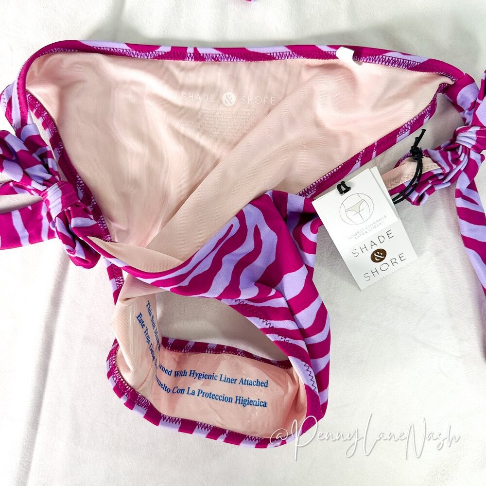 Shade & Shore Zebra Print Bikini Top & Cheeky Ide-Tie Bottom Set Pink Blossom - Picture 11 of 14